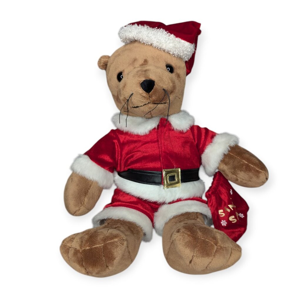 Build-A-Bear BAB St Louis Zoo Exclusive Sea Lion Plush w/Santa Outfit & Bag